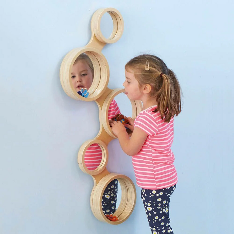 Wooden Framed Circle Curiosity Mirror by TTS 93cm x 43cm Kids Furniture Baby and Toddler Range School Range (Bulky Shipping)