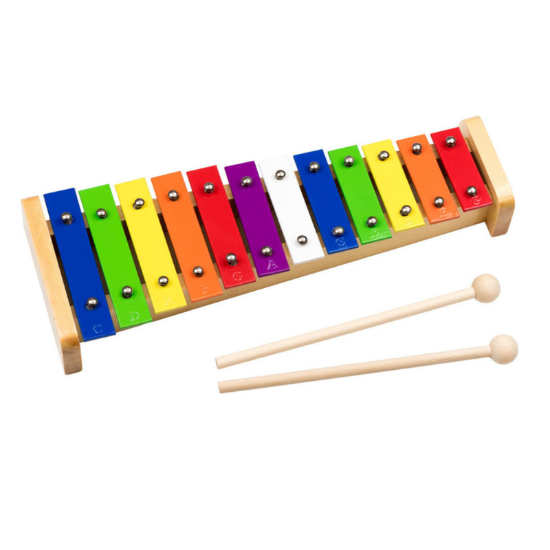 IQ Plus 12 Note Metal Rainbow Glockenspiel/Xylophone with Wooden Mallets Musical Instruments for Kids 3yrs+