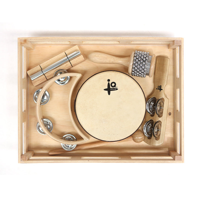 IQ Plus Music Set in Wooden Tray 5pcs Musical Instrument for Kids School Range 3yrs+