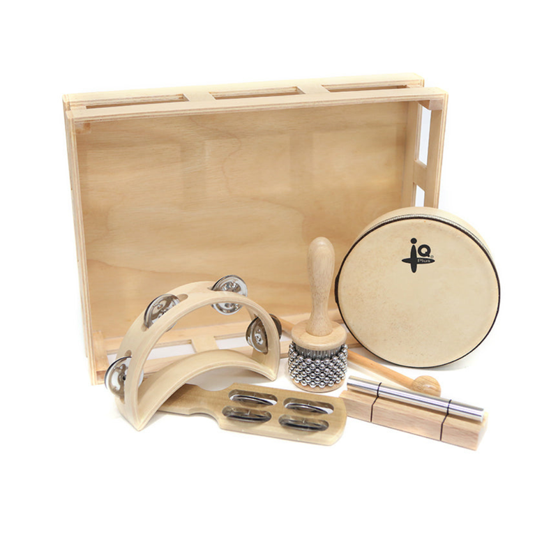 IQ Plus Music Set in Wooden Tray 5pcs Musical Instrument for Kids School Range 3yrs+