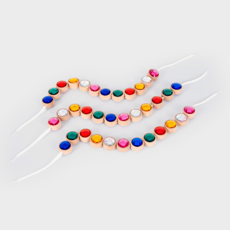 Tickit Wooden Lacing Jewels with 36 Colored Jewels and 3 Lacess 39pcs Early Numeracy Fine Motor Skills Developmental Toys 3yrs+