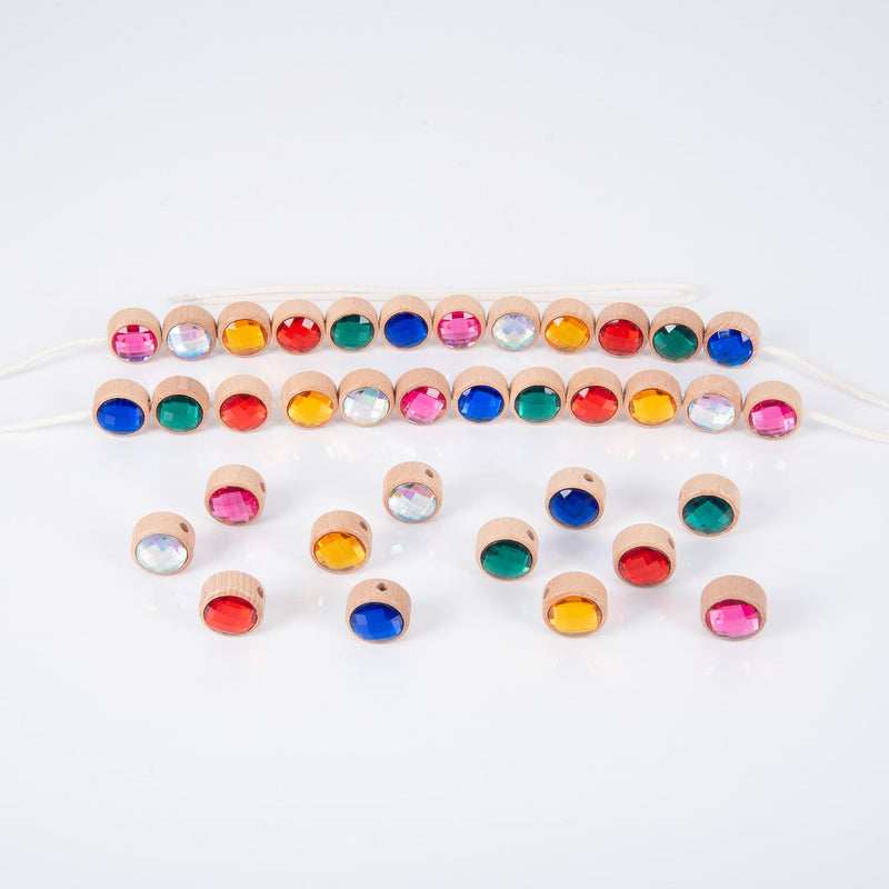 Tickit Wooden Lacing Jewels with 36 Colored Jewels and 3 Lacess 39pcs Early Numeracy Fine Motor Skills Developmental Toys 3yrs+