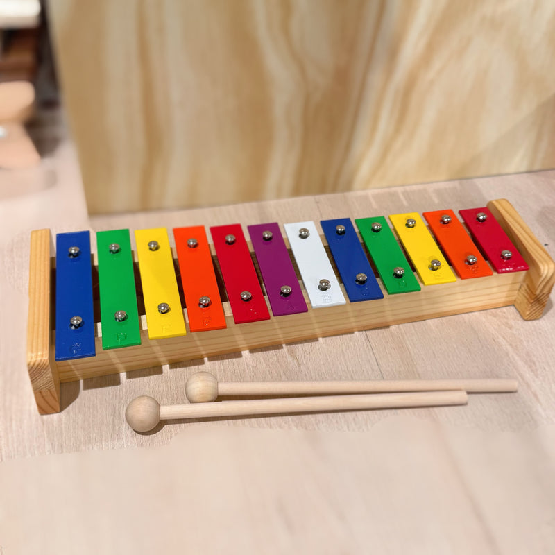 IQ Plus 12 Note Metal Rainbow Glockenspiel/Xylophone with Wooden Mallets Musical Instruments for Kids 3yrs+