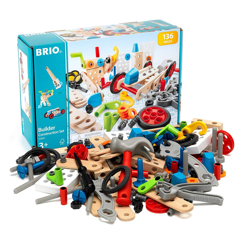 BRIO Builder Construction Set 136 Pieces Building Kit Large Set Motor Skills Developmental Toys for Kids 3yrs+