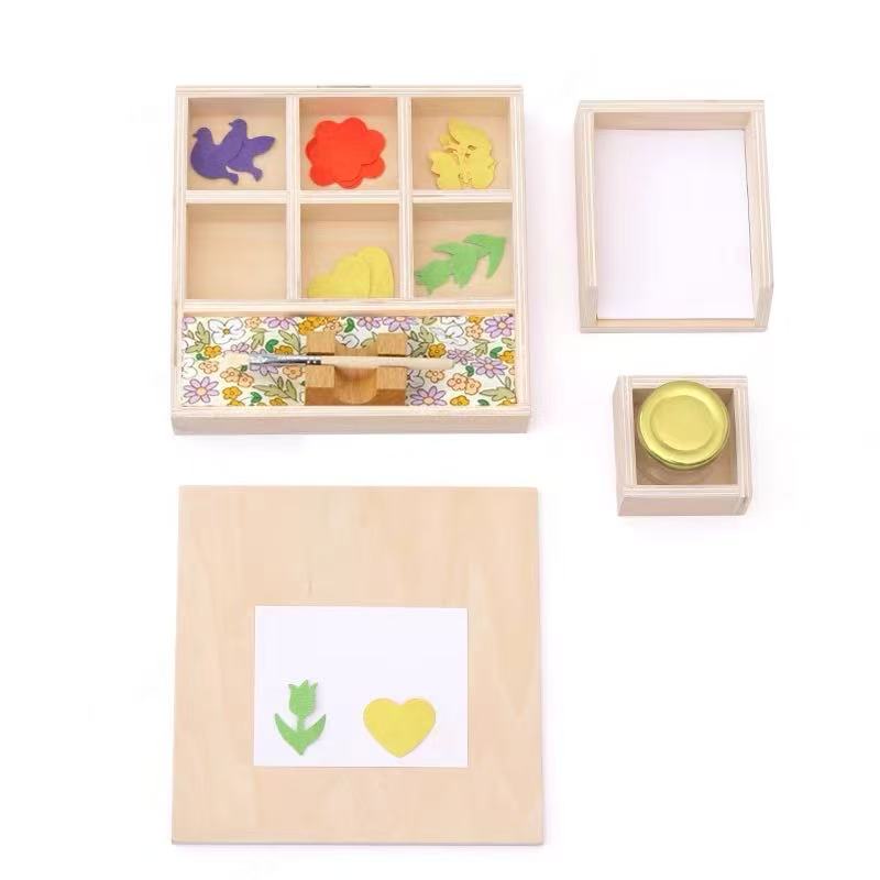 Montessori Glue Activity Box with Jar and Brush Practical Life Tools 2yrs+