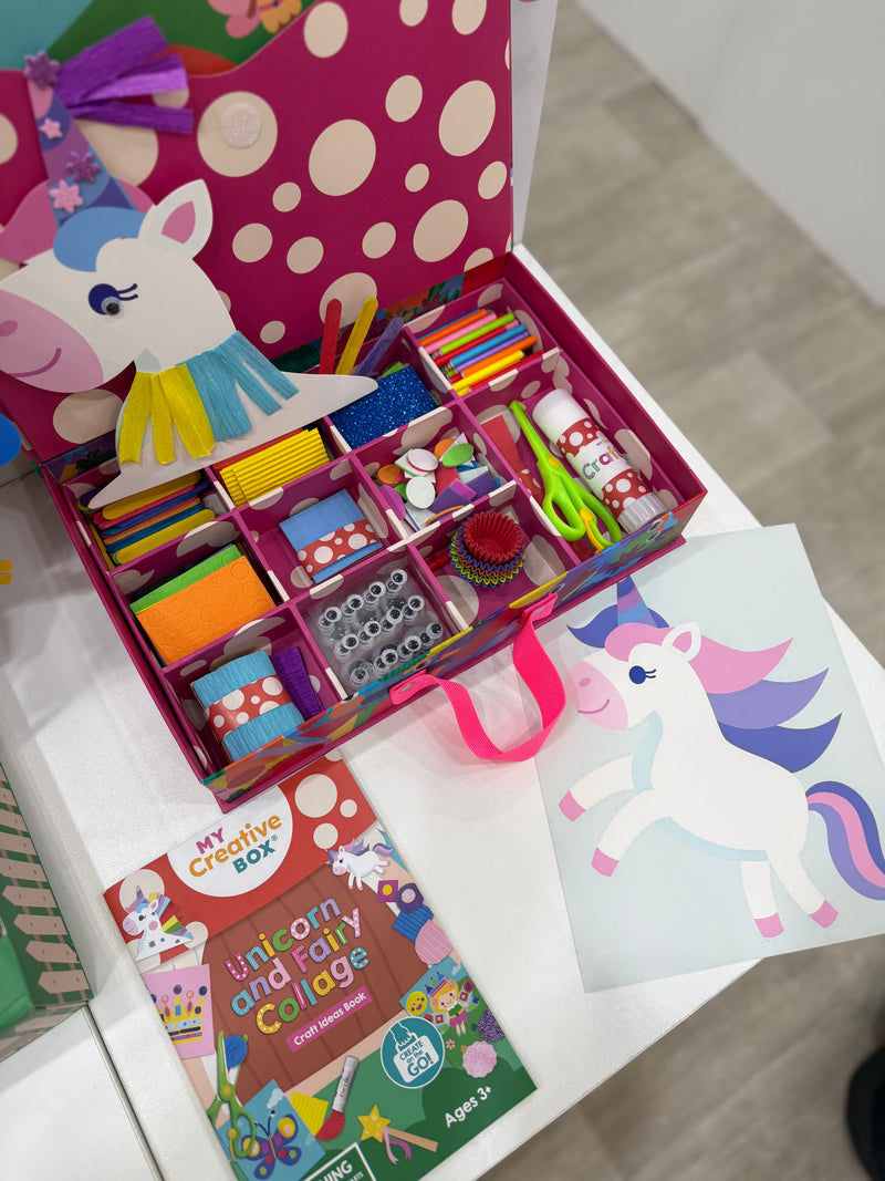My Creative Box Unicorn and Fairy Collage Sensory Activity Box Art and Craft for Kids Unicorn Toys Fairy Unicorn and Castle Theme 3yrs+