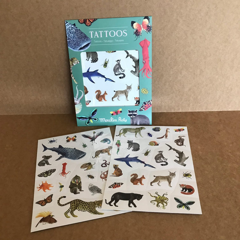 Moulin Roty Temporary Tattoos Around the World Animals 2 Sheets Art and craft for kid 3yrs+