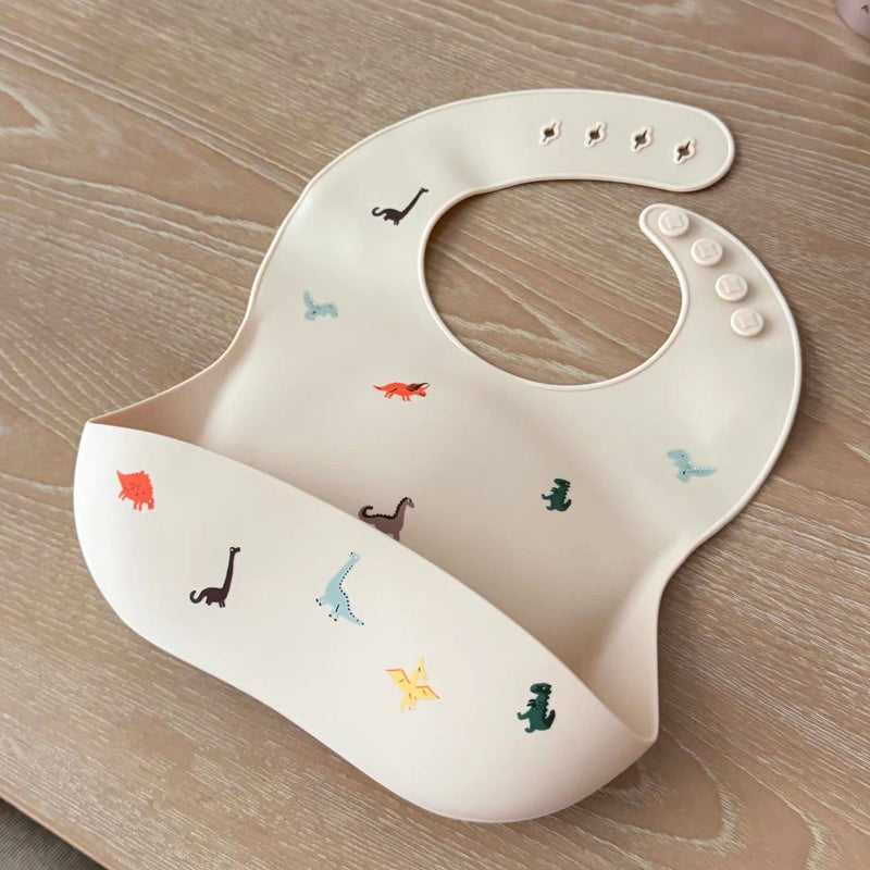 Mushie Silicone Baby Bib Dinosaurs Baby Gift 0m+