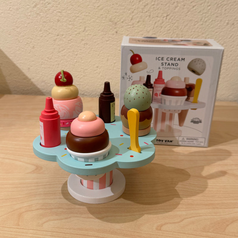 Le Toy Van Wooden Ice Cream Stand and Toppings Set Pretend and Imaginative Play 3yrs+