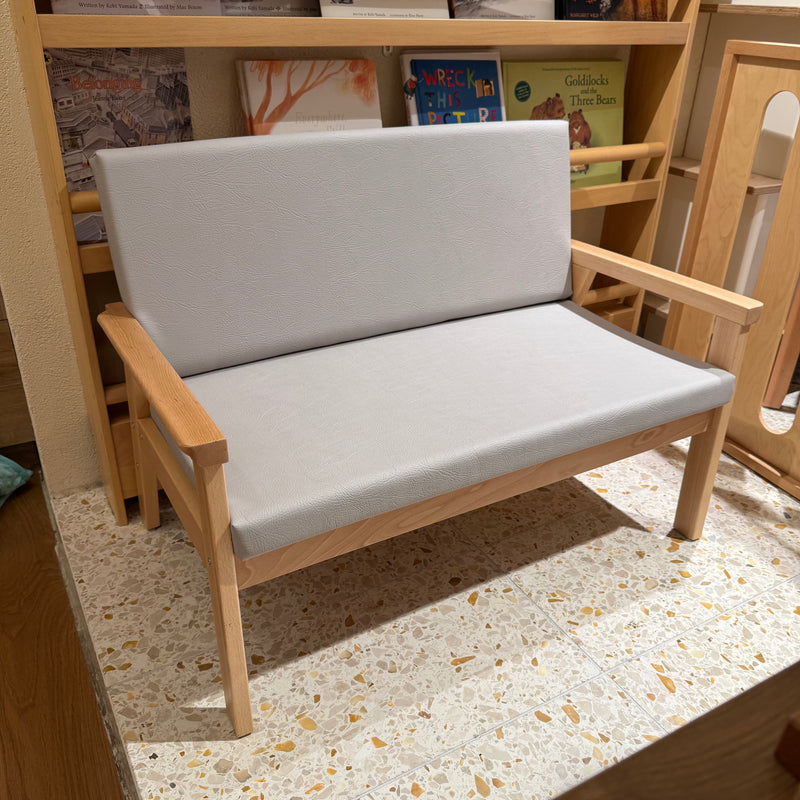 Montessori Kids Furniture Wooden 2 Seater Lounge Sofa Grey 32cm Kids Furniture (Furniture Shipping)