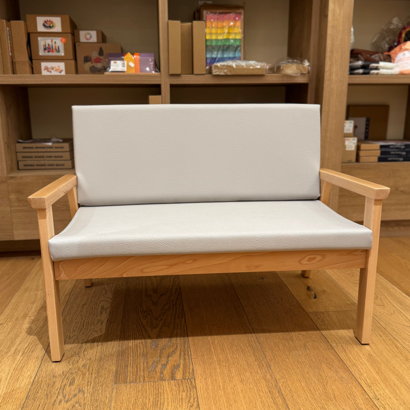 Montessori Kids Furniture Wooden 2 Seater Lounge Sofa Grey 32cm Kids Furniture (Furniture Shipping)