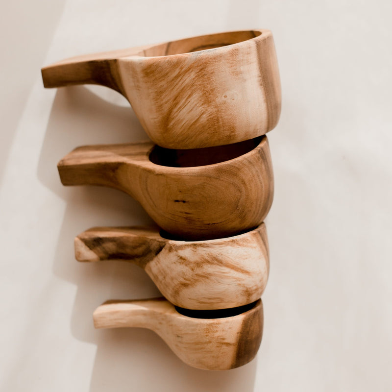 Qtoys Wooden Measuring Cups Set of 4 Sensory Nature Play Tools 2yrs+