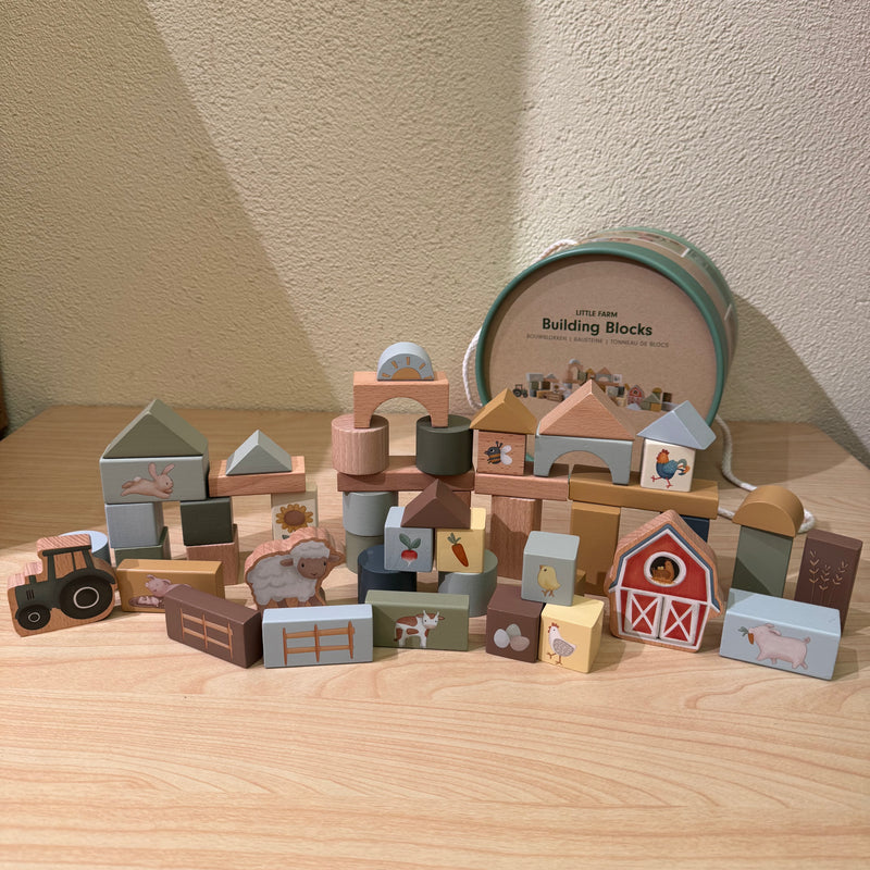 Little Dutch Wooden Farm Building Block Set Developmental Toy 50pc 2yrs+