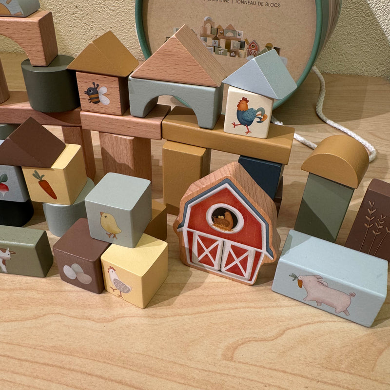 Little Dutch Wooden Farm Building Block Set Developmental Toy 50pc 2yrs+