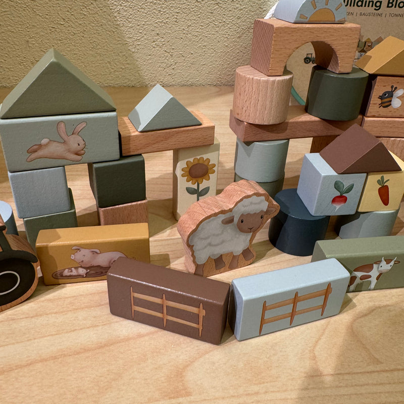 Little Dutch Wooden Farm Building Block Set Developmental Toy 50pc 2yrs+