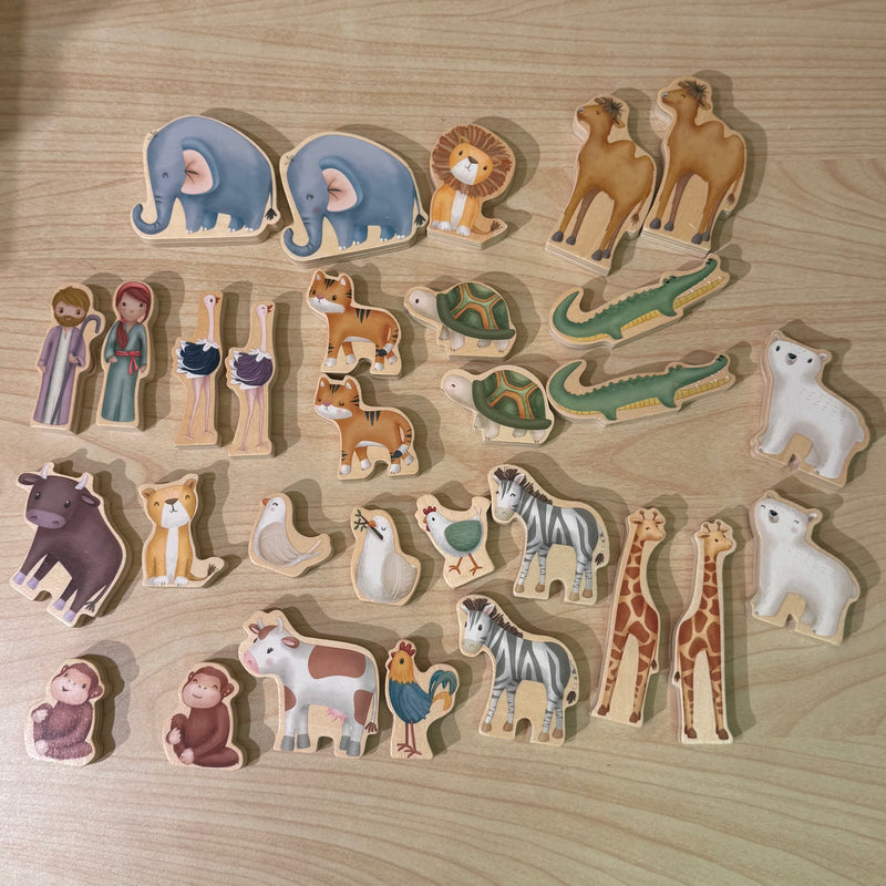 Little Dutch Noah's Ark Wooden Playset 31pcs Pretend & Imaginative Play Animal Toys Earth Developmental Toys for Toddlers 18m+