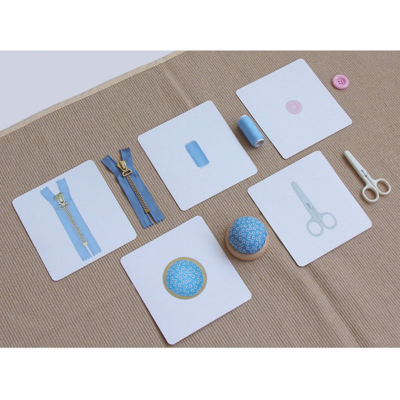 Montessori Real Sewing Items with Identical Cards 5pcs Set Practical Life Material 3yrs+