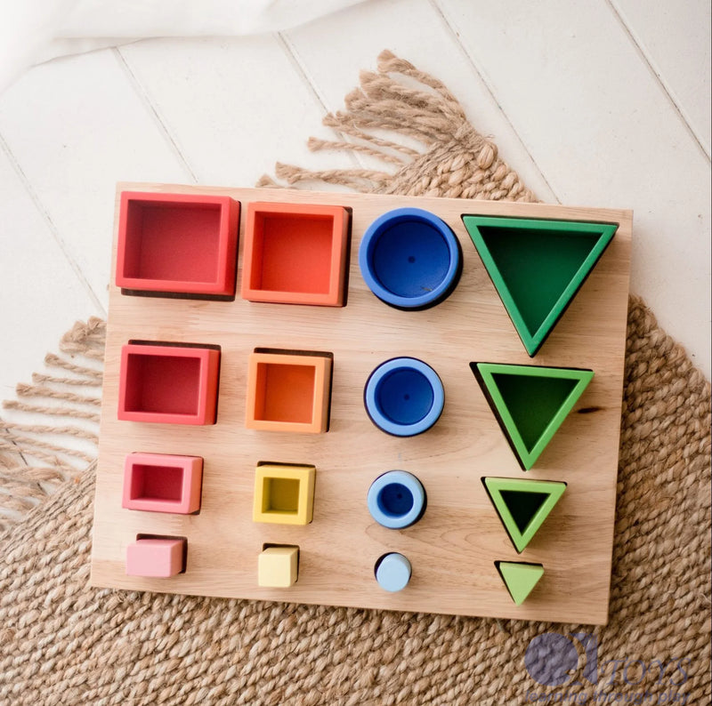 QToys 3D Sorting And Nesting Board Toddler Wooden Toys Cognitive Developmental Toys for Toddlers Best Seller 2yrs+