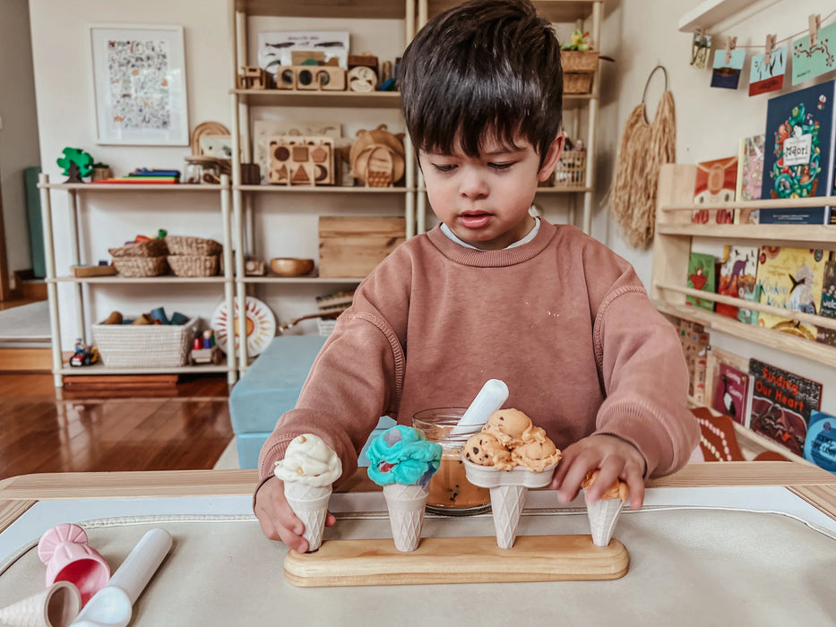 Wooden Ice Cream Cone Stand 4-Hole by Beadiebug