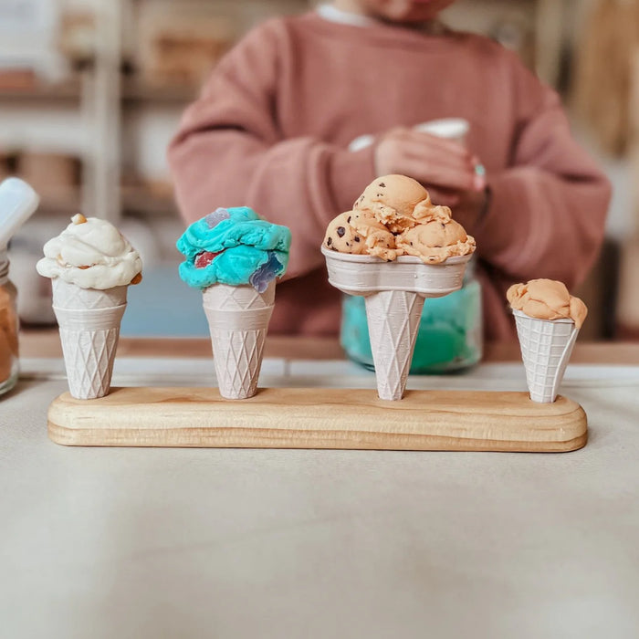 Wooden Ice Cream Cone Stand 4-Hole by Beadiebug