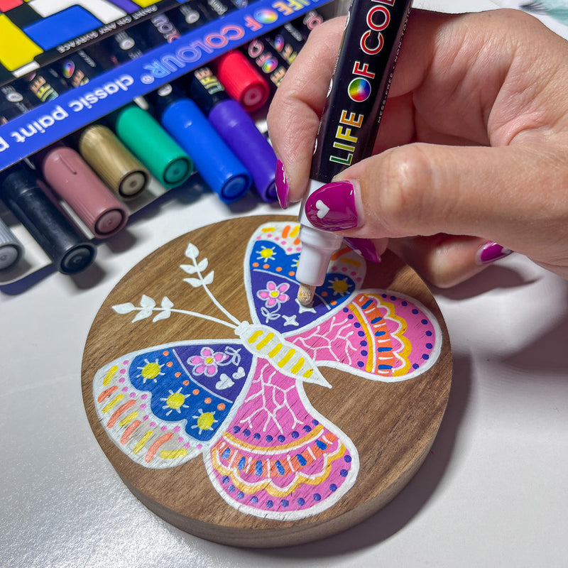 Life Of Colour All Surface Acrylic Paint Pens Classic Colours 3mm Medium Tip Set of 12 Stationary Art and craft for kids 3yrs+