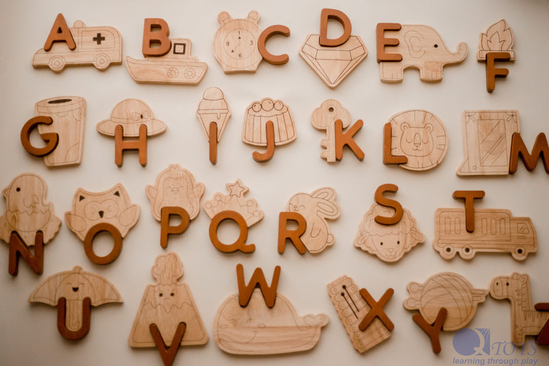 Qtoys Alphabet Animal Jigsaw Puzzle 52pcs Early Literacy Phonics Cognitive Language Resources 2yrs+