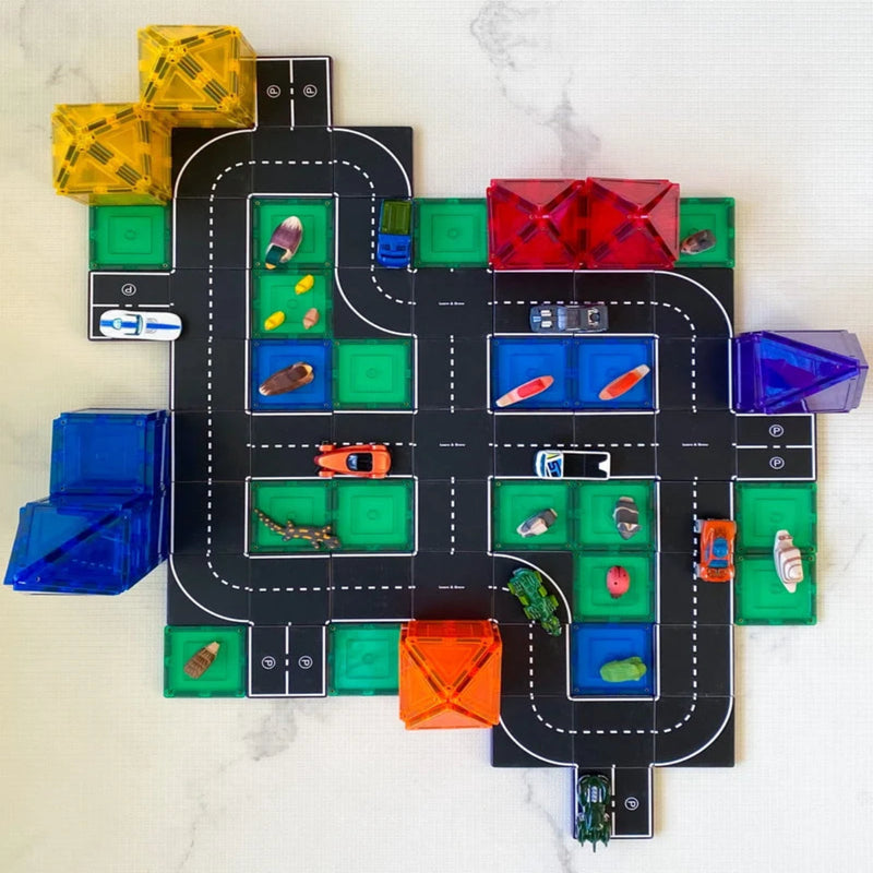 Learn and Grow Toys Magnetic Road Tile Toppers 40 Piece Set by Tile Tek Magnetic Tiles 3yrs+