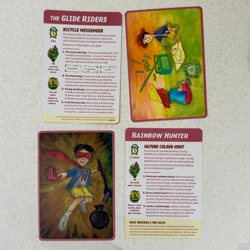 Backyard Adventures Cards for Local Explorers 22pcs by Gumnut Trails Missions, Games and Story Cards Outdoor Travel Toys Storytelling 3yrs+
