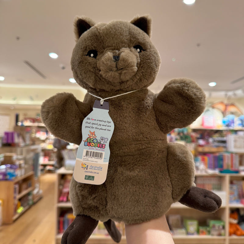 Eco Quokka Hand Puppet 25cm by Eco Buddies Pretend and Imaginative Play Plush Toys 3yrs+