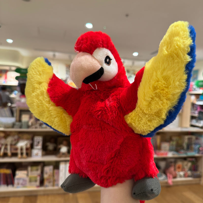 Eco Scarlet Macaw Hand Puppet 25cm by Eco Buddies Pretend and Imaginative Play Plush Toys 3yrs+