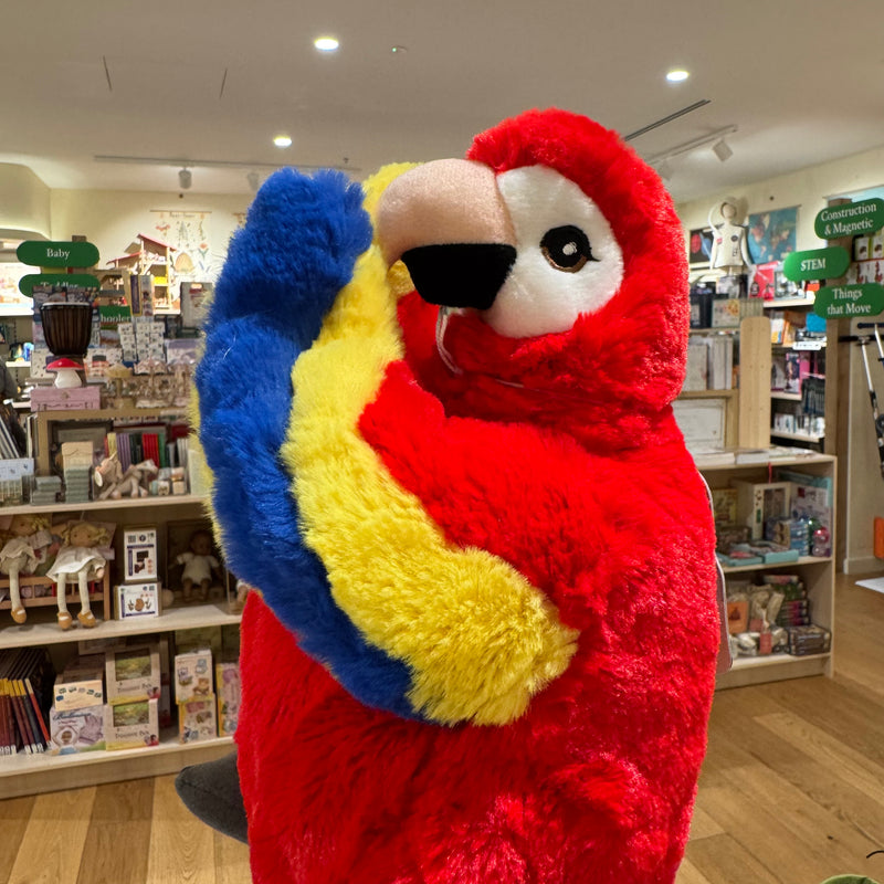 Eco Scarlet Macaw Hand Puppet 25cm by Eco Buddies Pretend and Imaginative Play Plush Toys 3yrs+