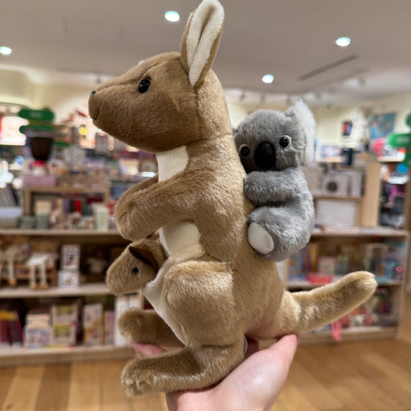 JILL-A-ROO The Kangaroo with Joey and Koala 23cm by Jumbuck Australia Pretend and Imaginative Play Plush Toys 3yrs+