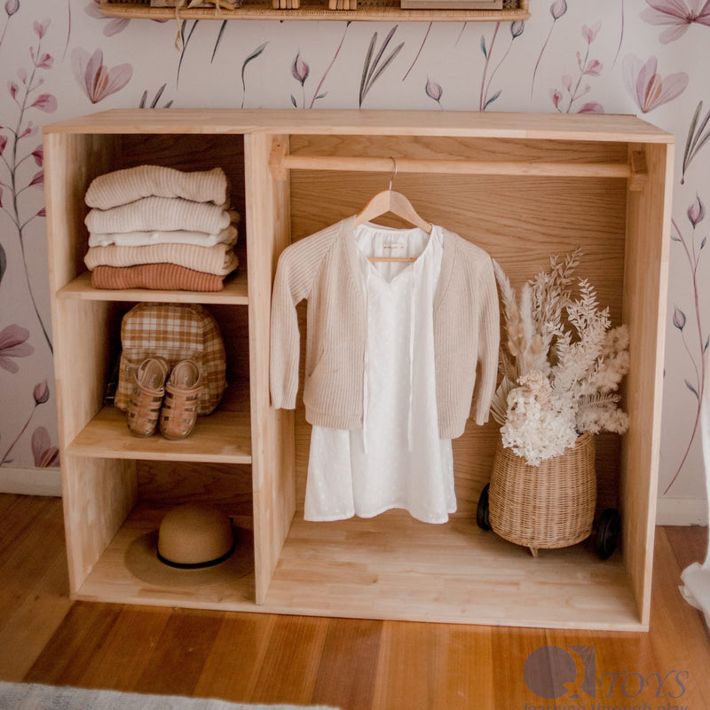 Qtoys Montessori Inspired Wardrobe 120cm (L) x45cm (W)x100cm (H) Kids Storage Furniture