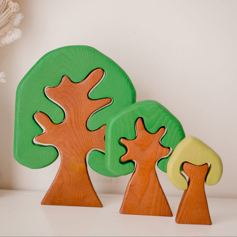 Qtoys Coloured Wooden Trees Set of 3 Pretend & Imaginative Play wooden Toys 2yrs+