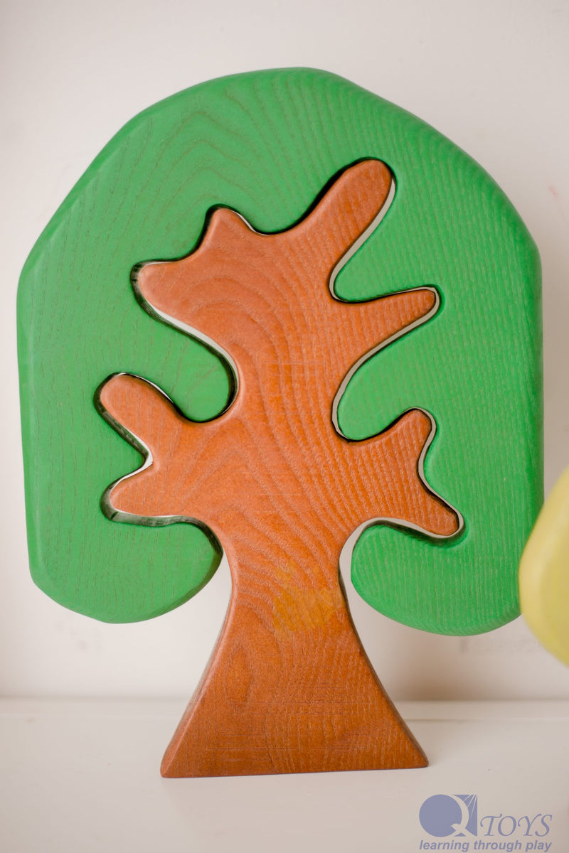 Qtoys Coloured Wooden Trees Set of 3 Pretend & Imaginative Play wooden Toys 2yrs+