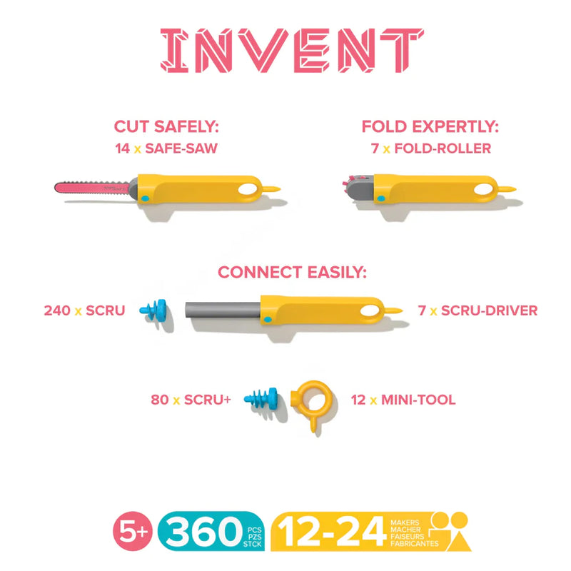 Makedo Invent 360pcs School Project Cardboard Construction Set Art and craft for kids Best Seller Eco Friendly Gift 5yrs+