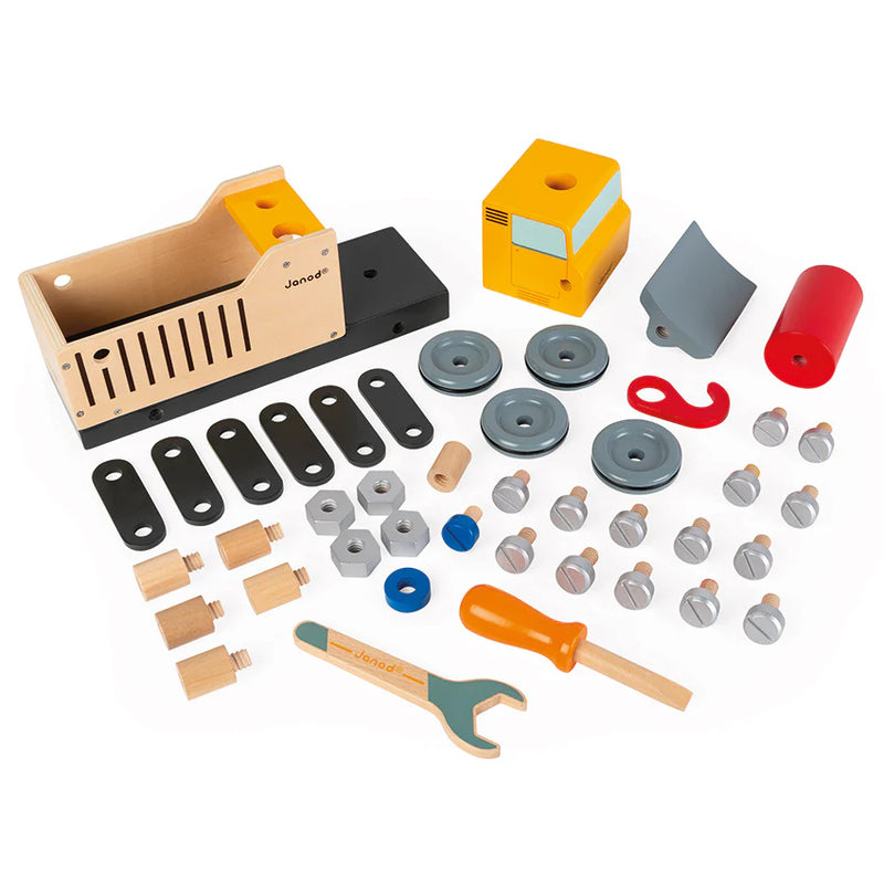 Janod BricoKid DIY Construction Truck Wooden Toy Car Gifting Idea for 3yrs+