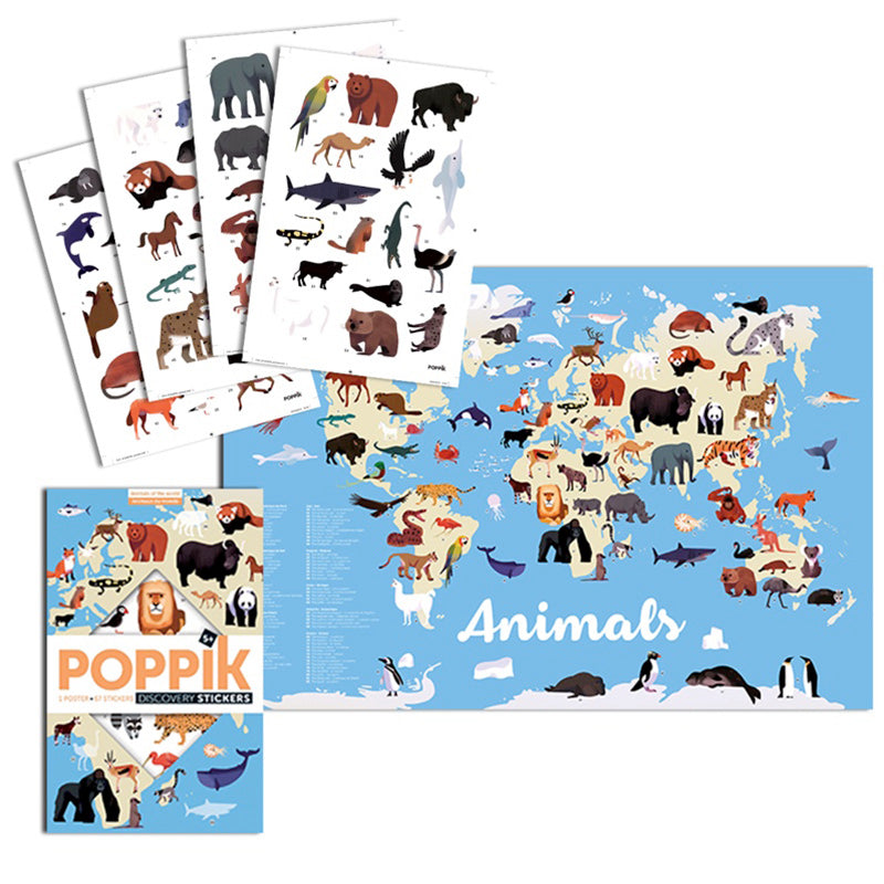 Animals Educational Poster and Stickers by Poppik Stationary Art and craft for kids 5yrs+