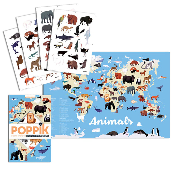 Animals Educational Poster and Stickers by Poppik 5yrs+
