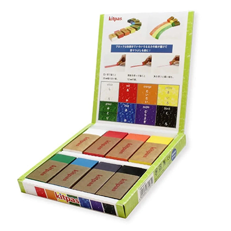 Kitpas Wax Block Crayons 8 colours Art and craft for kids 3yrs+
