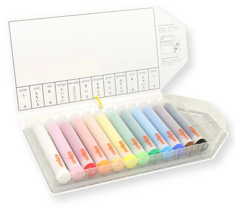 Kitpas Medium Rice Bran Wax Crayons 12 colours with Holder Art and craft for kids 3yrs+