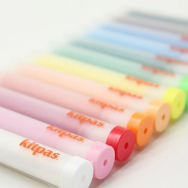 Kitpas Medium Rice Bran Wax Crayons 12 colours with Holder Art and craft for kids 3yrs+