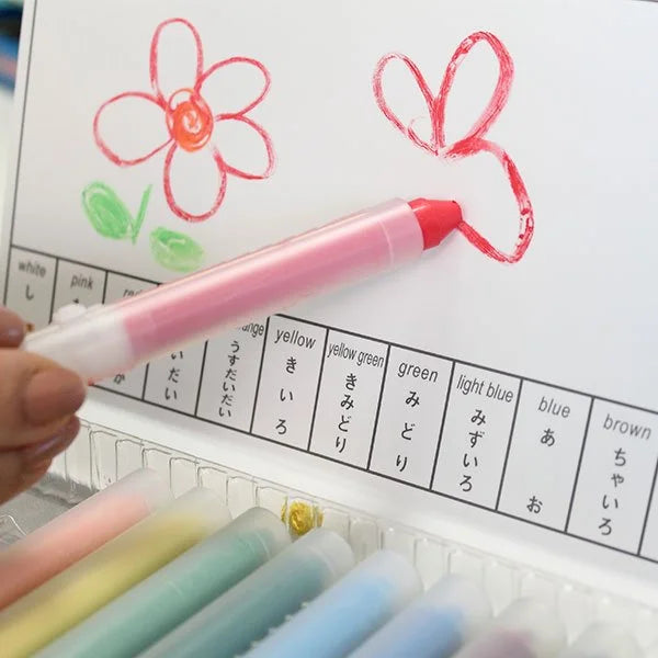 Kitpas Medium Rice Bran Wax Crayons 12 colours with Holder Art and craft for kids 3yrs+