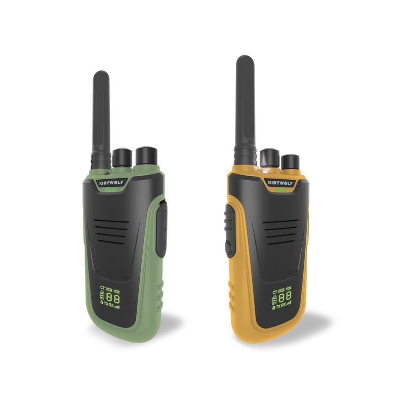 Kidywolf Walkie-Talkie Kidytalk Long Range Rechargeable with Flashlight Green & Orange 5yrs+