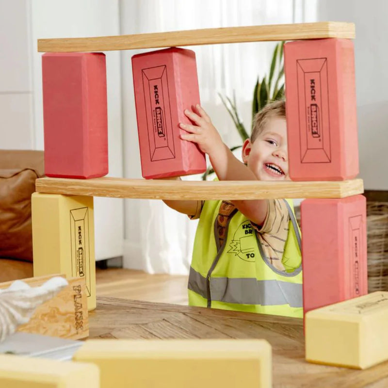 KICKBrick Red and Yellow Single Pack 25 Bricks Construction Toys Best Seller 3yrs+ (Soft Play Equipment)