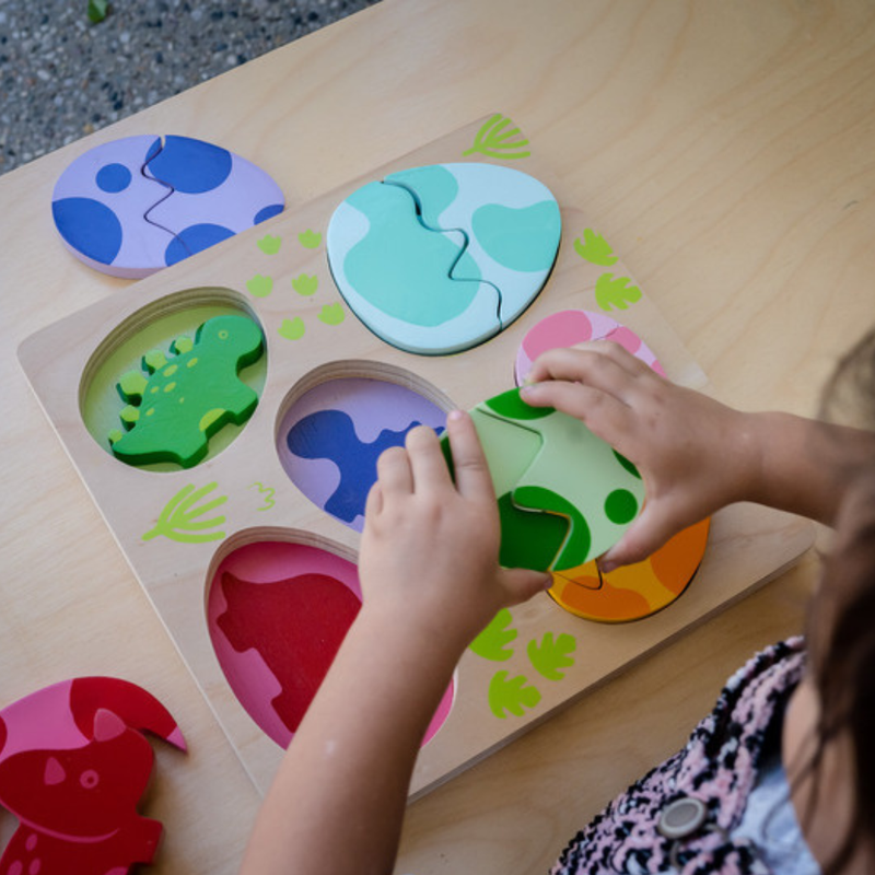 Kiddie Connect Egg and Dino 12pcs Wooden Puzzle Fine Motor Skills  Cognitive Development Toys for 18m+