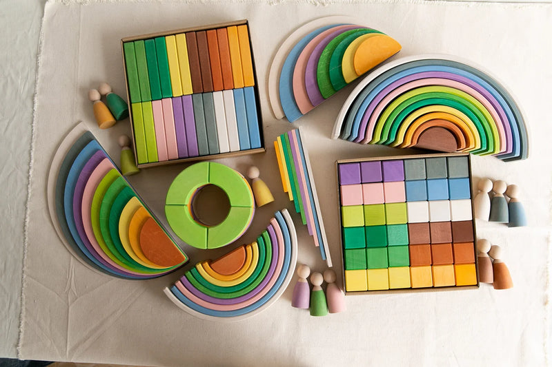 Wooden Brick Building Blocks Four Seasons 24pcs by Avdar toys Waldorf Inspired Wooden Toys Building Blocks 3yrs+