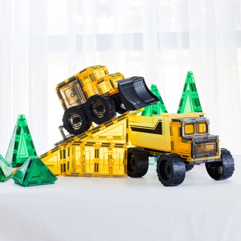 Learn and Grow Toys Magnetic Mega Earth Movers 22 Piece Transport Set by Tile Tek Magnetic Tiles Toy Car 3yrs+