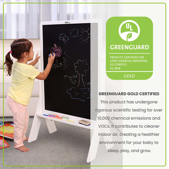 Little Partners Contempo Two-Sided Art Easel Soft White - Whiteboard and Chalkboard 57.75 W x 78 H cm