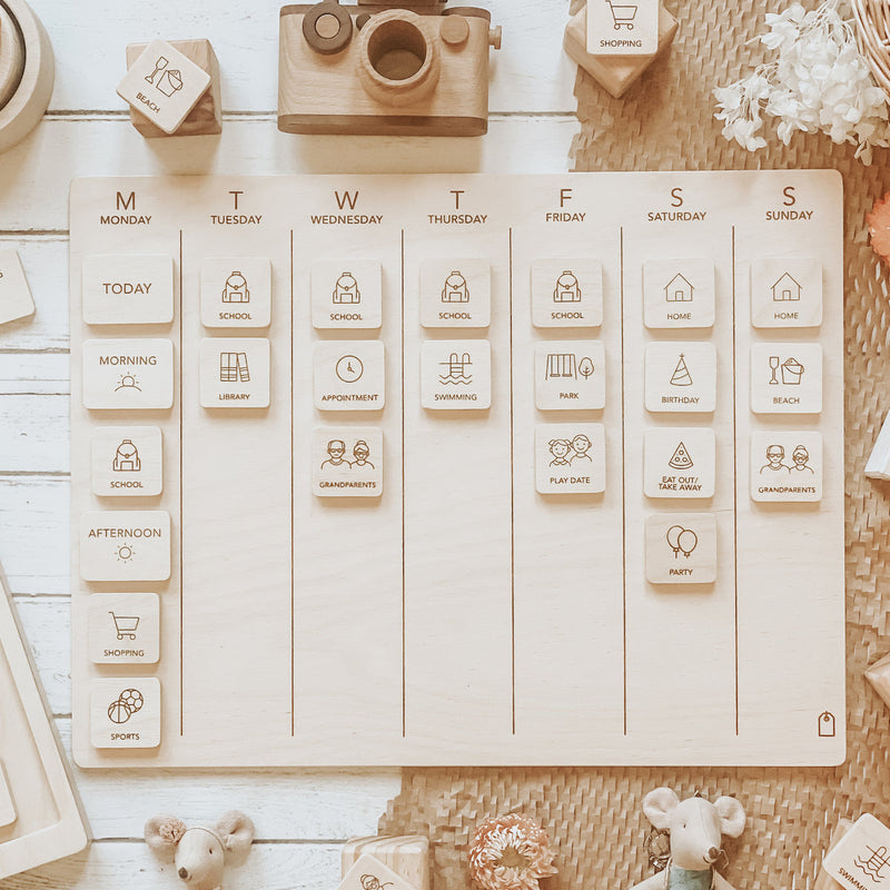 Second Scout Wooden Calendar Wooden Planner Little Agenda Developmental for Toddlers Gift Idea Best Seller 3yrs+